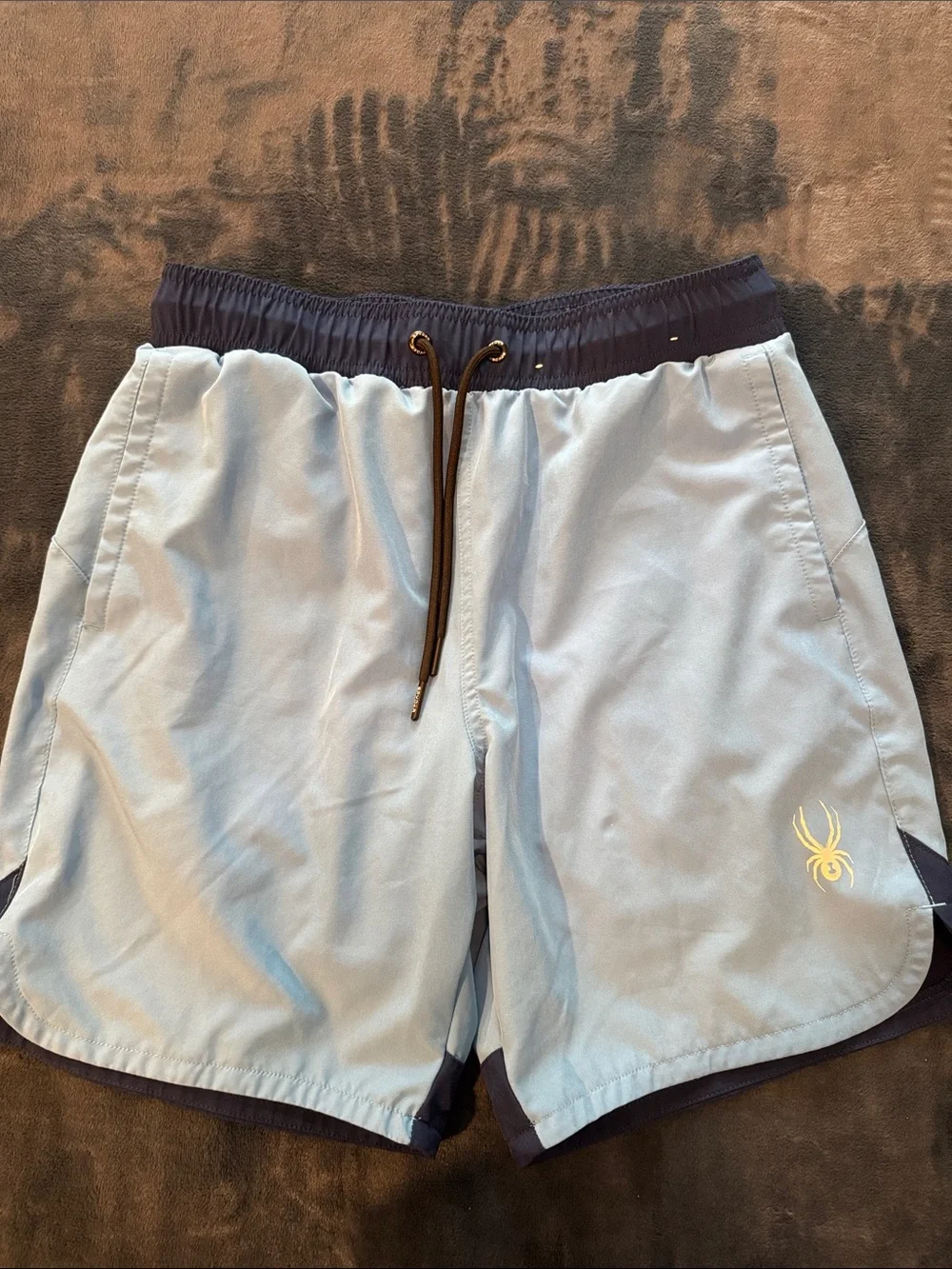 Spyder Light Blue Swim Shorts with Navy Trim